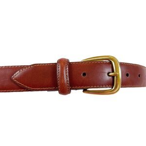 BRIGHTON Private Collection Classic Leather Belt Brwn Goldstone Buckle Unisex 30
